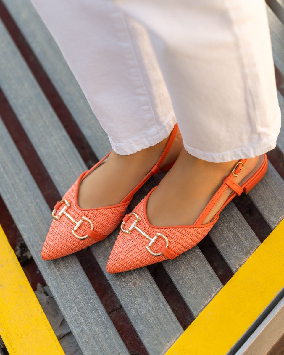 Buonarotti Slingback Oranje Canvas Gesp