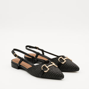 Buonarotti Slingback Zwart Canvas Gesp