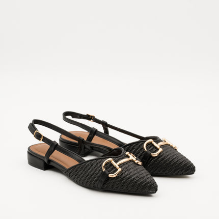 Buonarotti Slingback Zwart Canvas Gesp