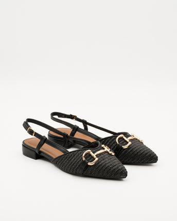 Buonarotti Slingback Zwart Canvas Gesp