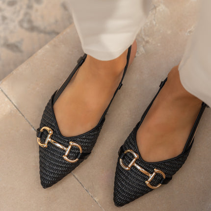 Buonarotti Slingback Zwart Canvas Gesp