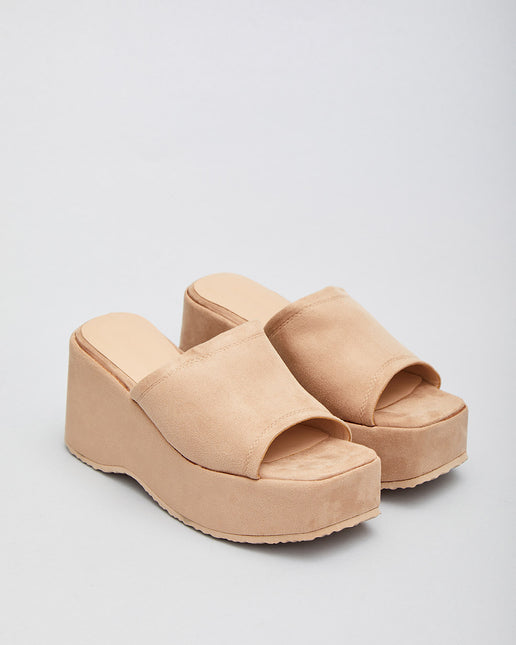 Buonarotti Slip-on Wedge Sandalen Beige Suedine