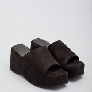 Buonarotti Slip-on Wedge sandalen Zwart suedine Plateau