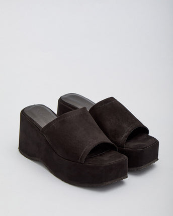 Buonarotti Slip-on Wedge sandalen Zwart suedine Plateau