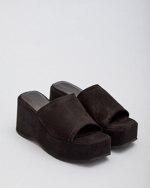 Buonarotti Slip-on Wedge sandalen Zwart suedine Plateau