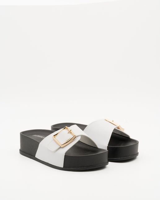 Buonarotti Slippers Wit Plateau Gouden Gesp