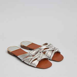 Buonarotti Slippers Zilver Vlecht