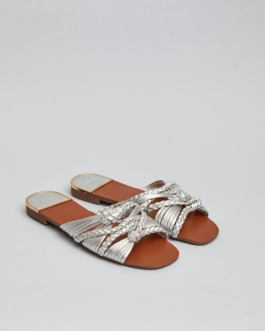 Buonarotti Slippers Zilver Vlecht