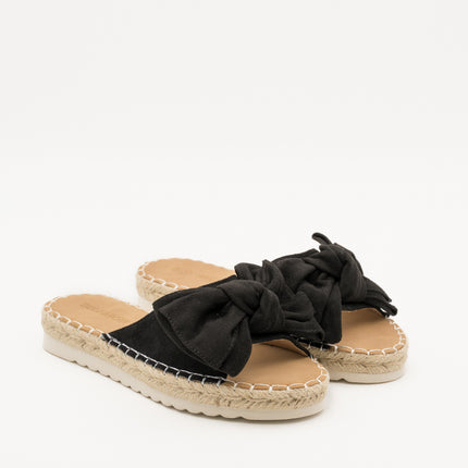 Buonarotti Slippers Zwart Suedine Strik