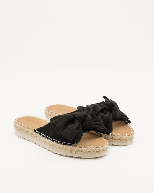 Buonarotti Slippers Zwart Suedine Strik
