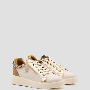 Buonarotti Sneakers Beige Leopard Goud Rits