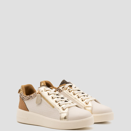 Buonarotti Sneakers Beige Leopard Goud Rits