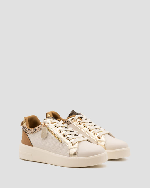 Buonarotti Sneakers Beige Leopard Goud Rits