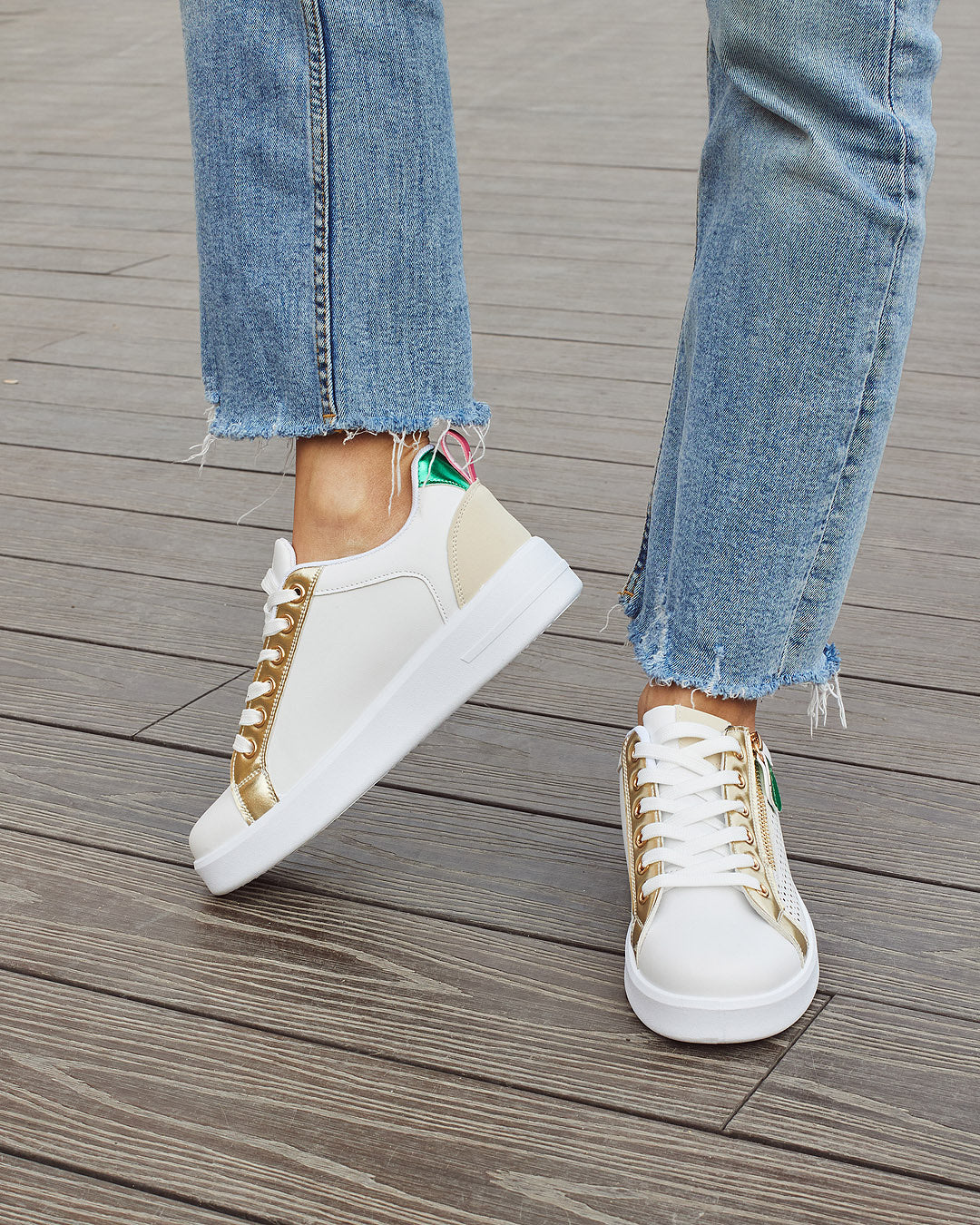 Buonarotti Sneakers Wit Rits Goud Color