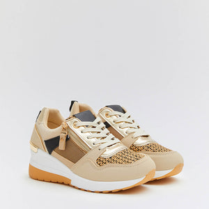 Buonarotti Wedge Sneakers Khaki Rits Canvas