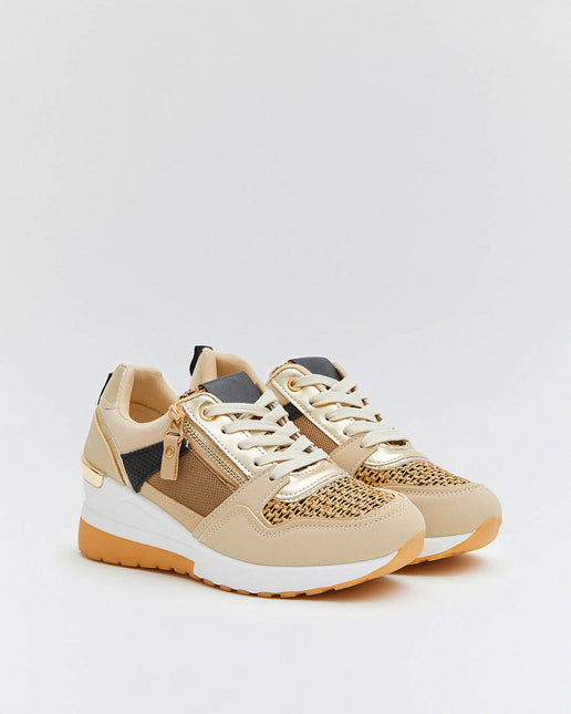 Buonarotti Wedge Sneakers Khaki Rits Canvas