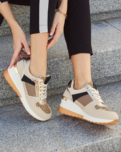 Buonarotti Wedge Sneakers Khaki Rits Canvas