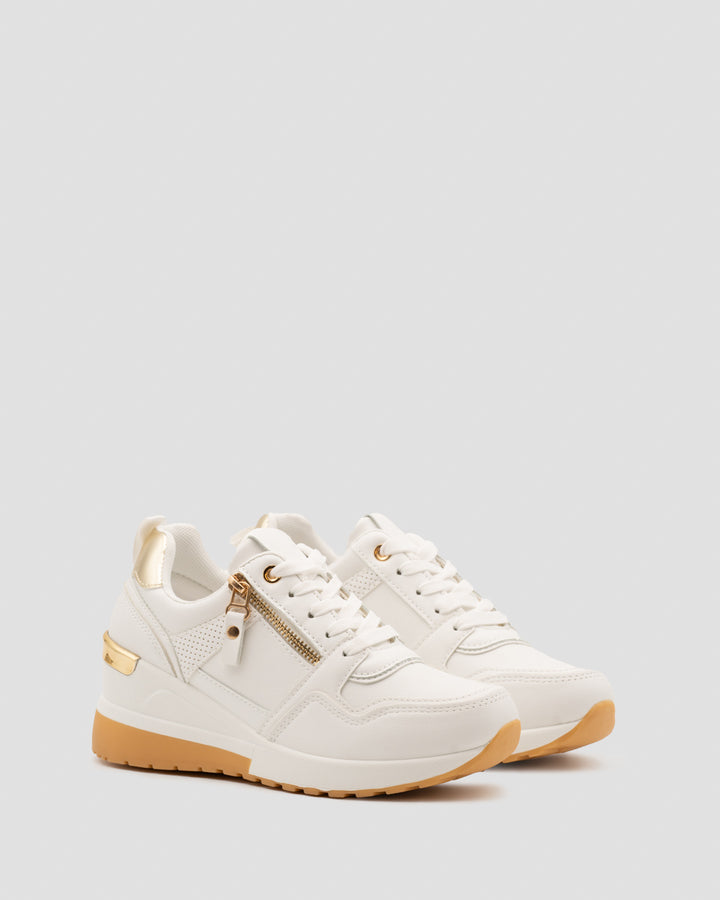 Buonarotti Wedge Sneakers Wit Rits Goud