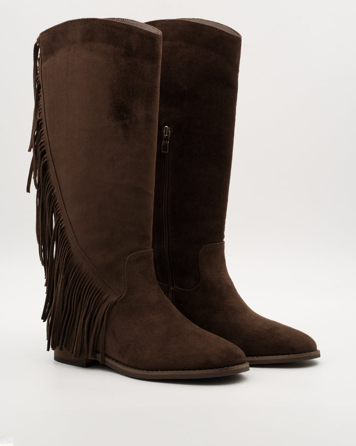 Buonarotti Westernlaarzen Bruin Suedine Franjes
