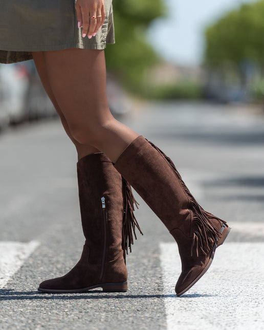 Buonarotti Westernlaarzen Bruin Suedine Franjes