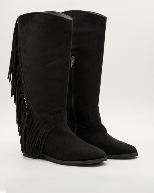 Buonarotti Westernlaarzen Zwart Suedine Franjes