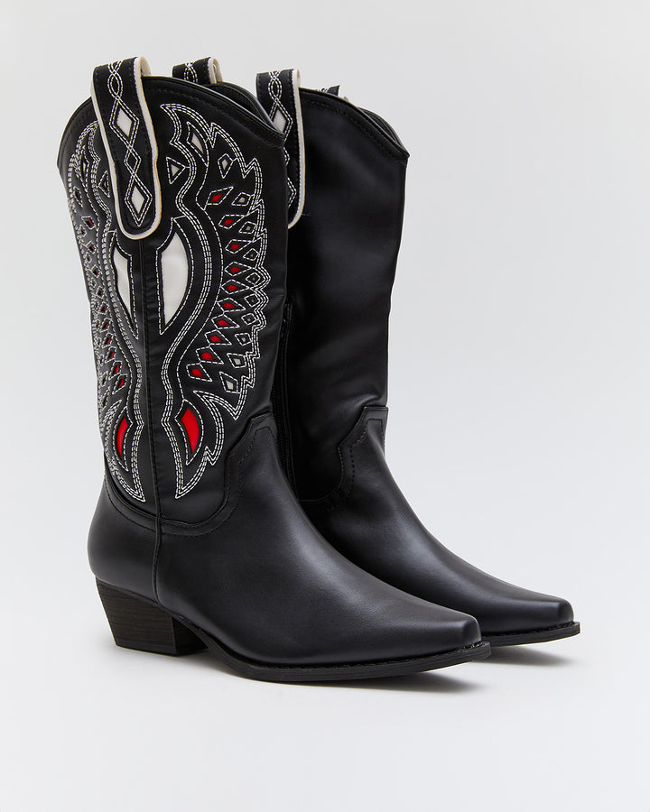 Buonarotti Zwarte Laarzen met Witte western details
