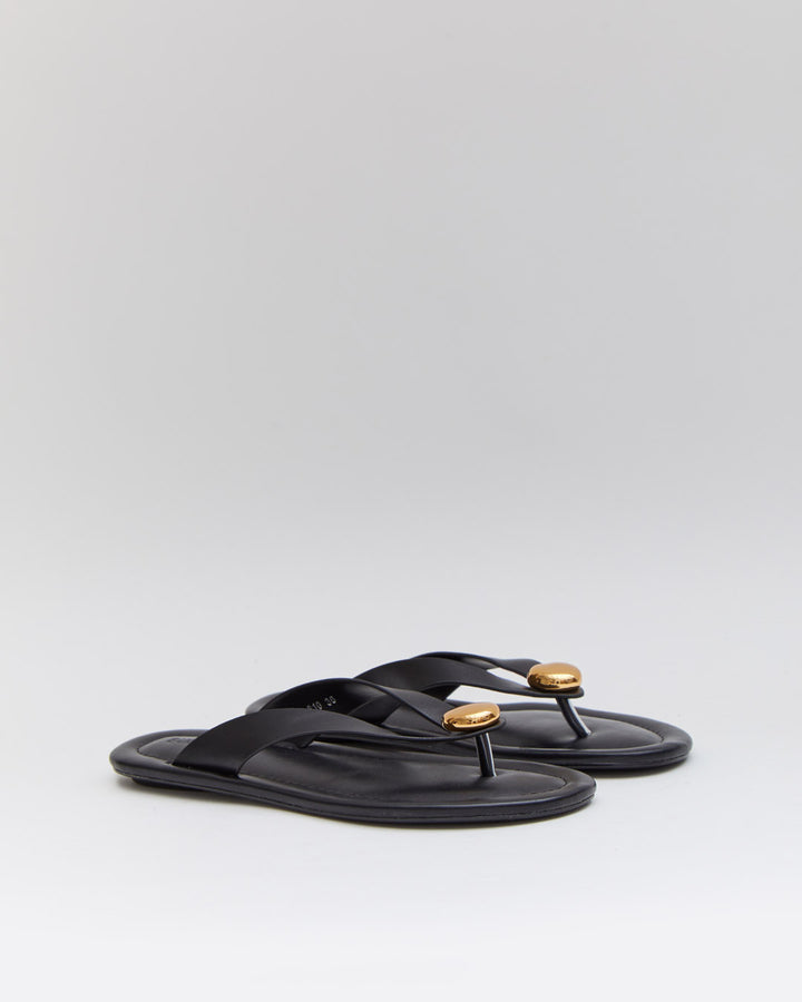 Buonarotti Zwarte Teenslippers Gouden Knoop