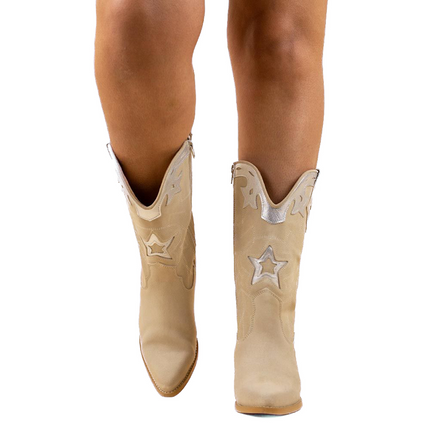 DWRS The label DWRS Cowboylaarzen Beige SHELBY Zilver