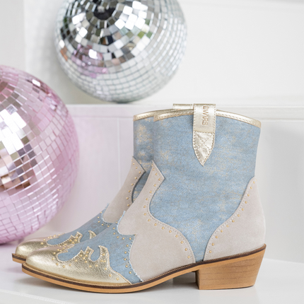 DWRS The label DWRS cowboylaarzen LYON Studs Champagne - Jeans