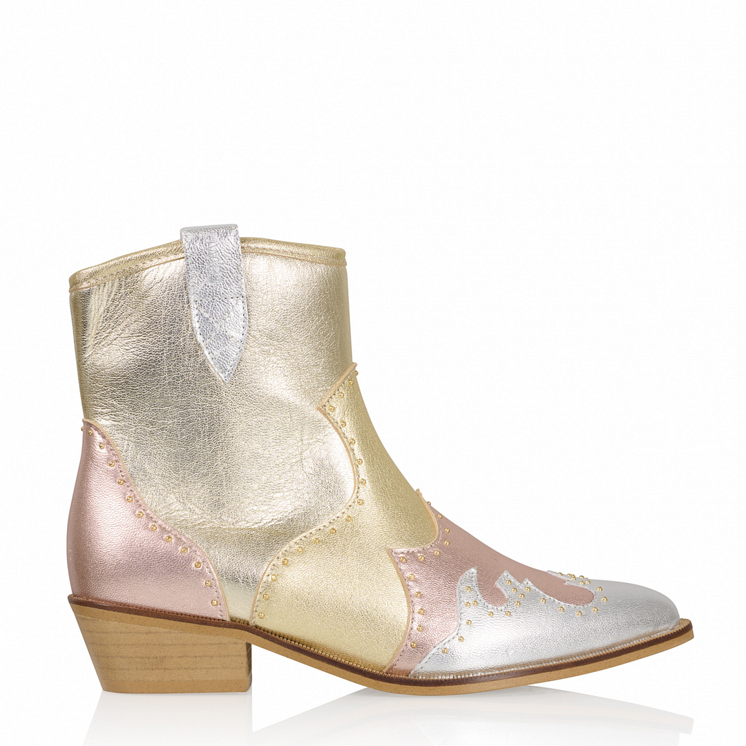 DWRS The label DWRS cowboylaarzen LYON Studs Champagne - Silver