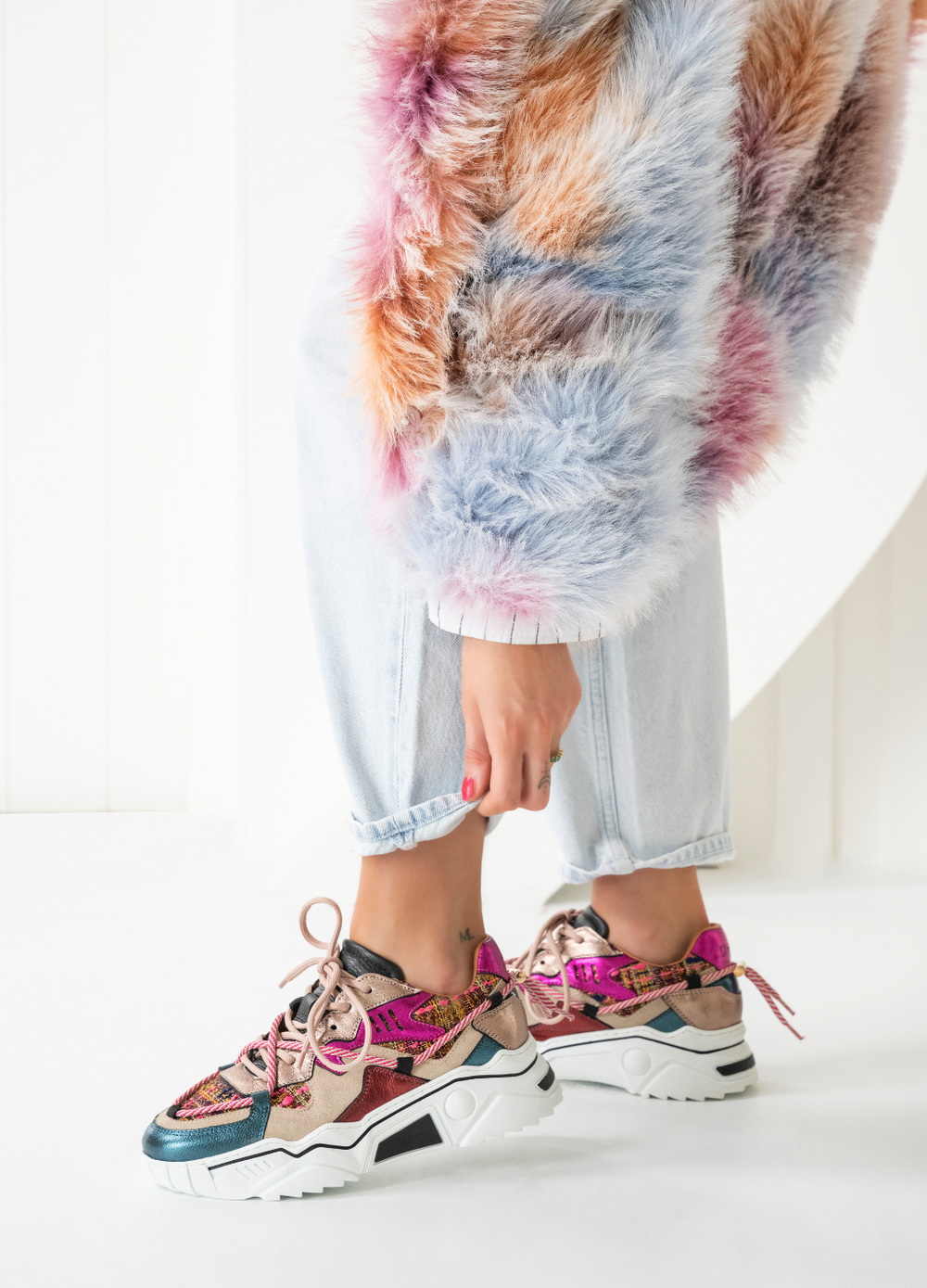 DWRS The label DWRS sneakers JUPITER tweed Beige Fuchsia