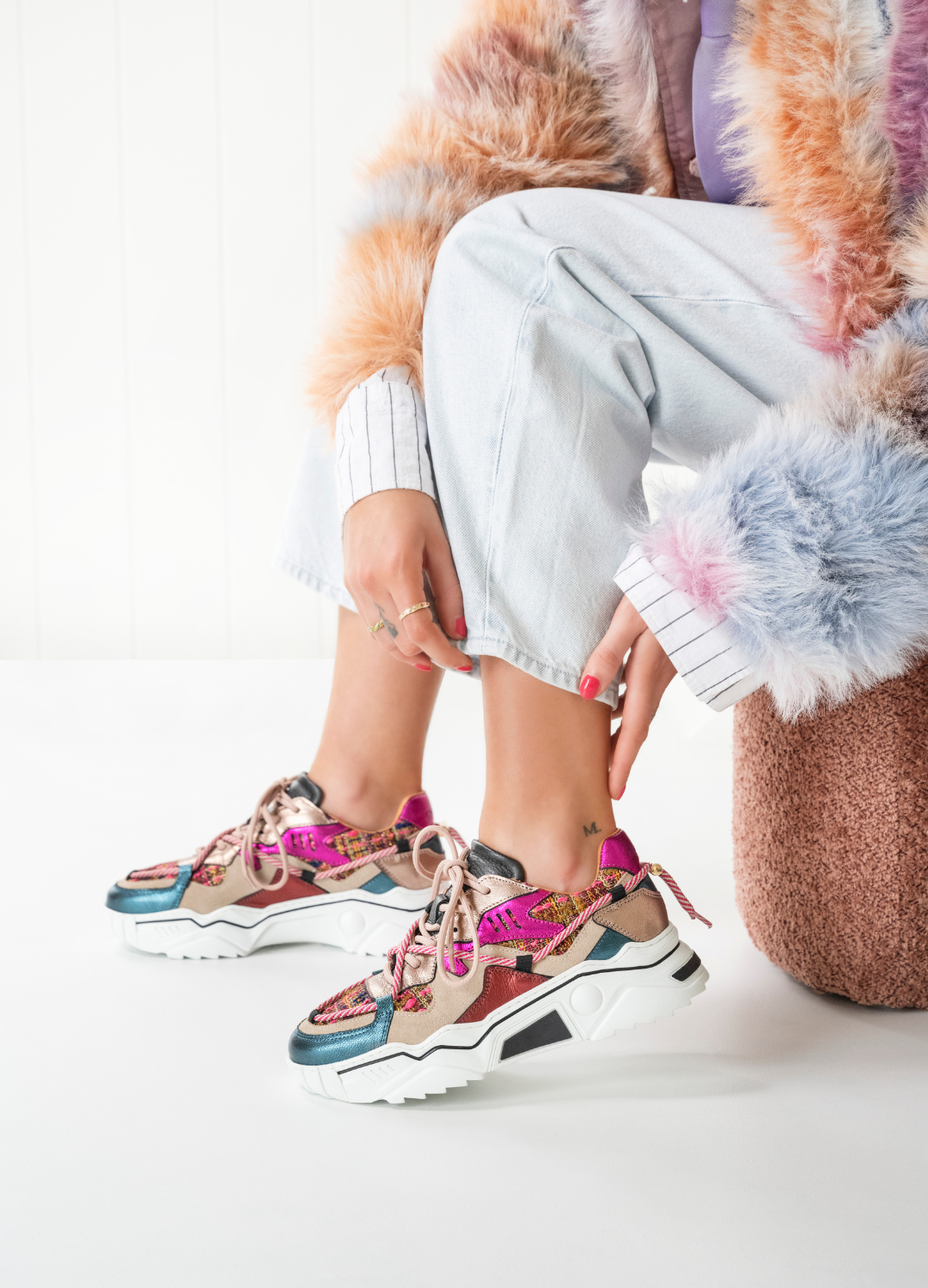 DWRS The label DWRS sneakers JUPITER tweed Beige Fuchsia