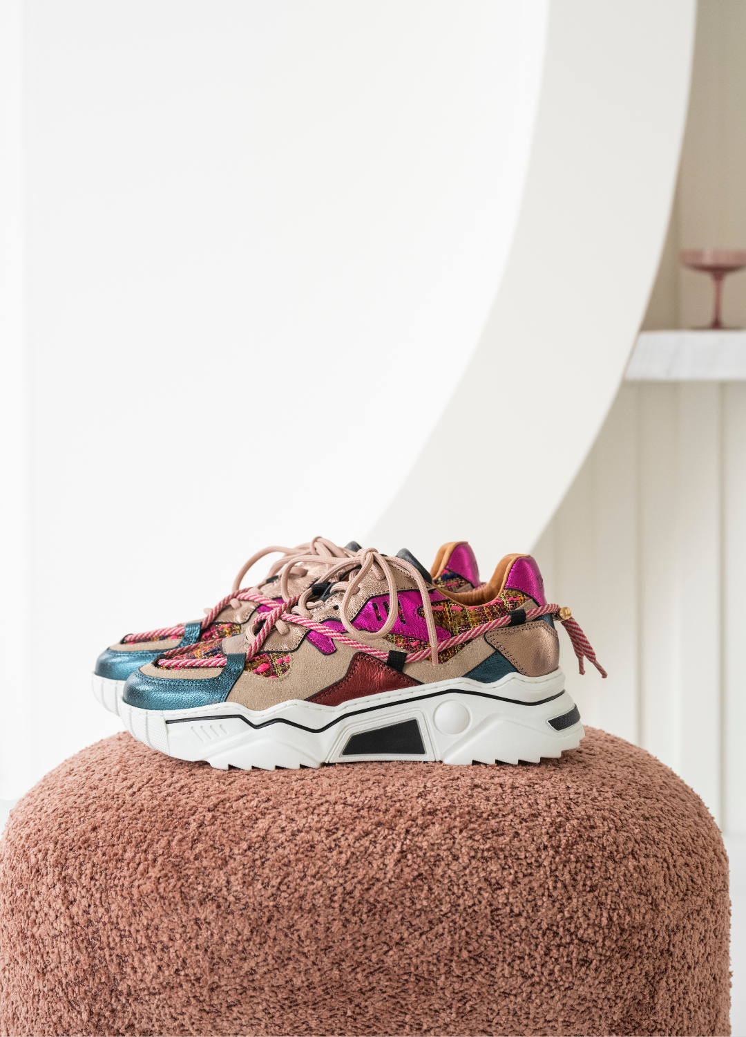 DWRS The label DWRS sneakers JUPITER tweed Beige Fuchsia