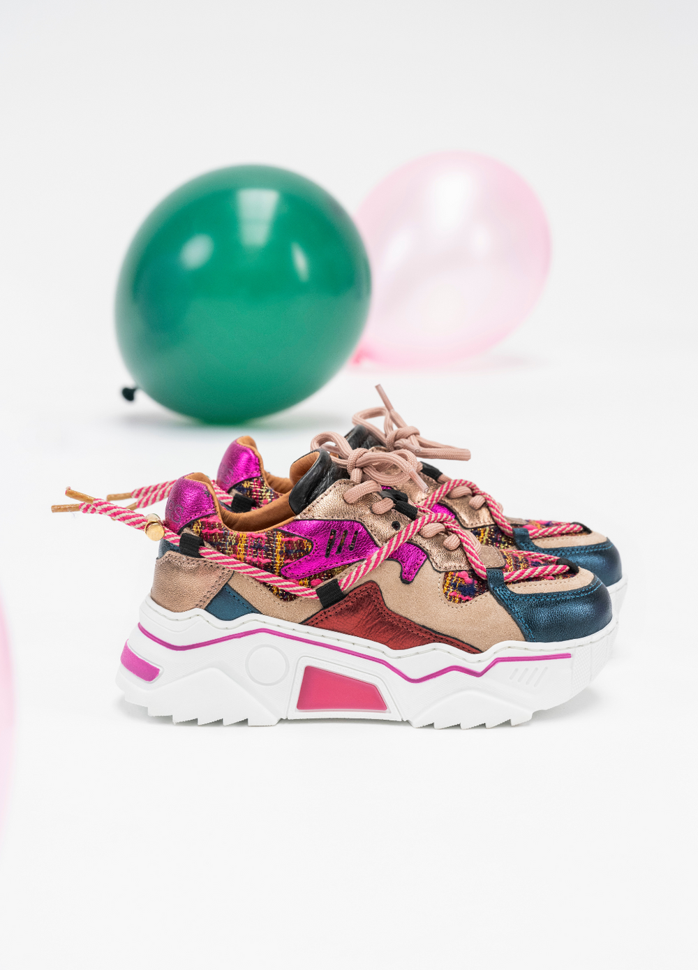 DWRS The label DWRS sneakers meisjes JUPITER tweed Beige Fuchsia