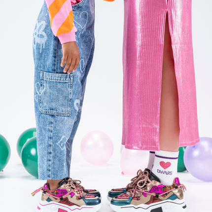 DWRS The label DWRS sneakers meisjes JUPITER tweed Beige Fuchsia