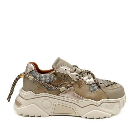 DWRS The label DWRS sneakers meisjes JUPITER tweed Taupe  Stone