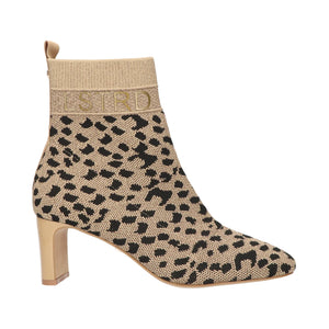La Strada Enkellaarsjes Beige Glitter Leopard