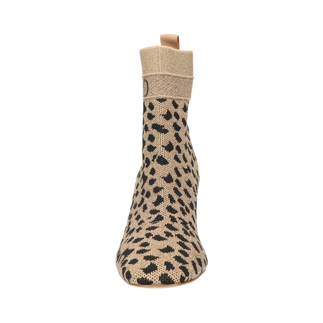 La Strada Enkellaarsjes Beige Glitter Leopard