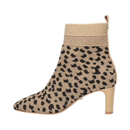 La Strada Enkellaarsjes Beige Glitter Leopard