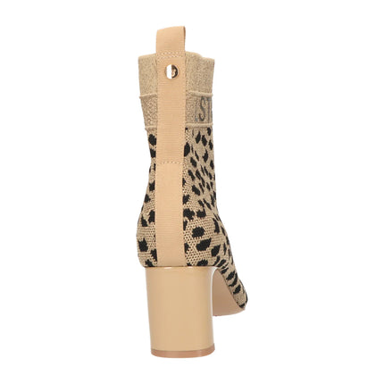 La Strada Enkellaarsjes Beige Glitter Leopard