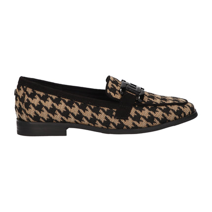 La Strada Loafers Zwart Print Beige Gesp