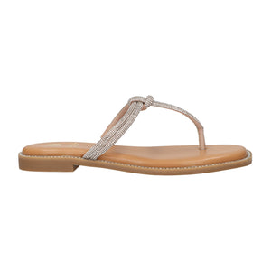 La Strada Slippers Nude Steentjes