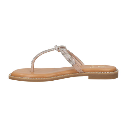 La Strada Slippers Nude Steentjes