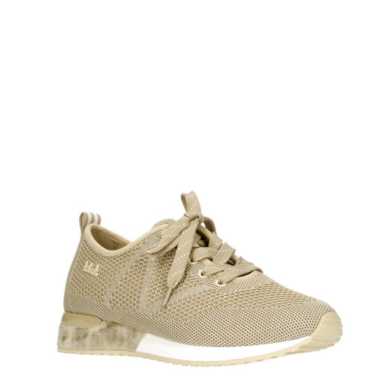 La Strada Sneaker Beige Knitted Silver