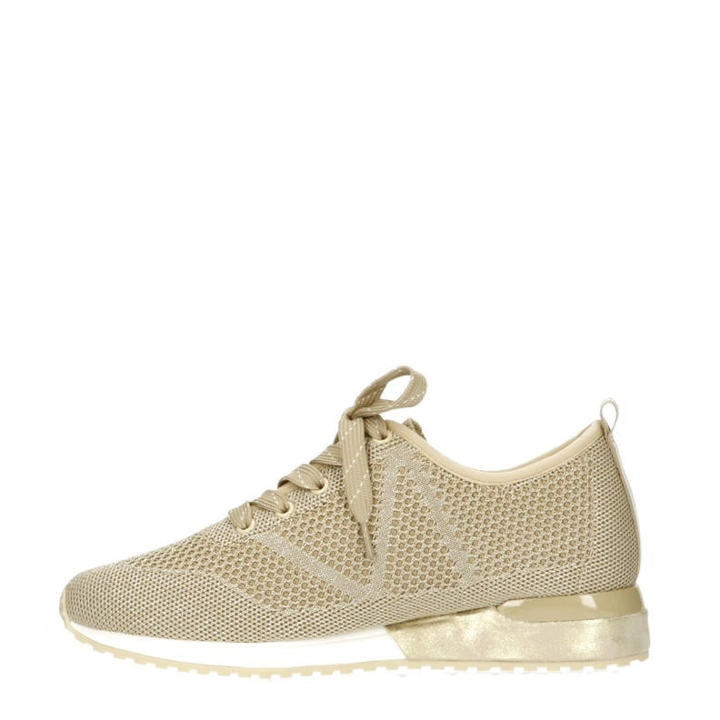 La Strada Sneaker Beige Knitted Silver