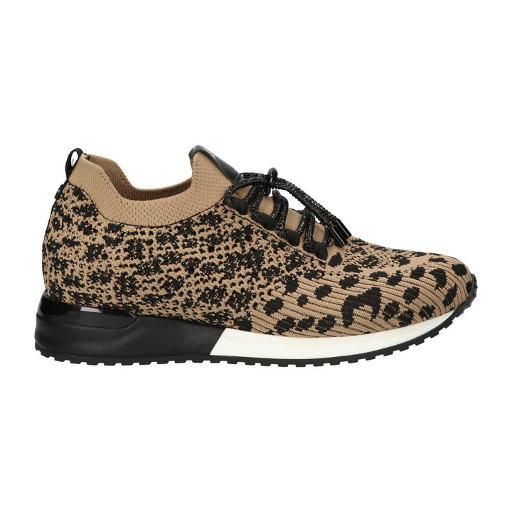 La Strada Sneakers Beige Knitted Leopard Strass