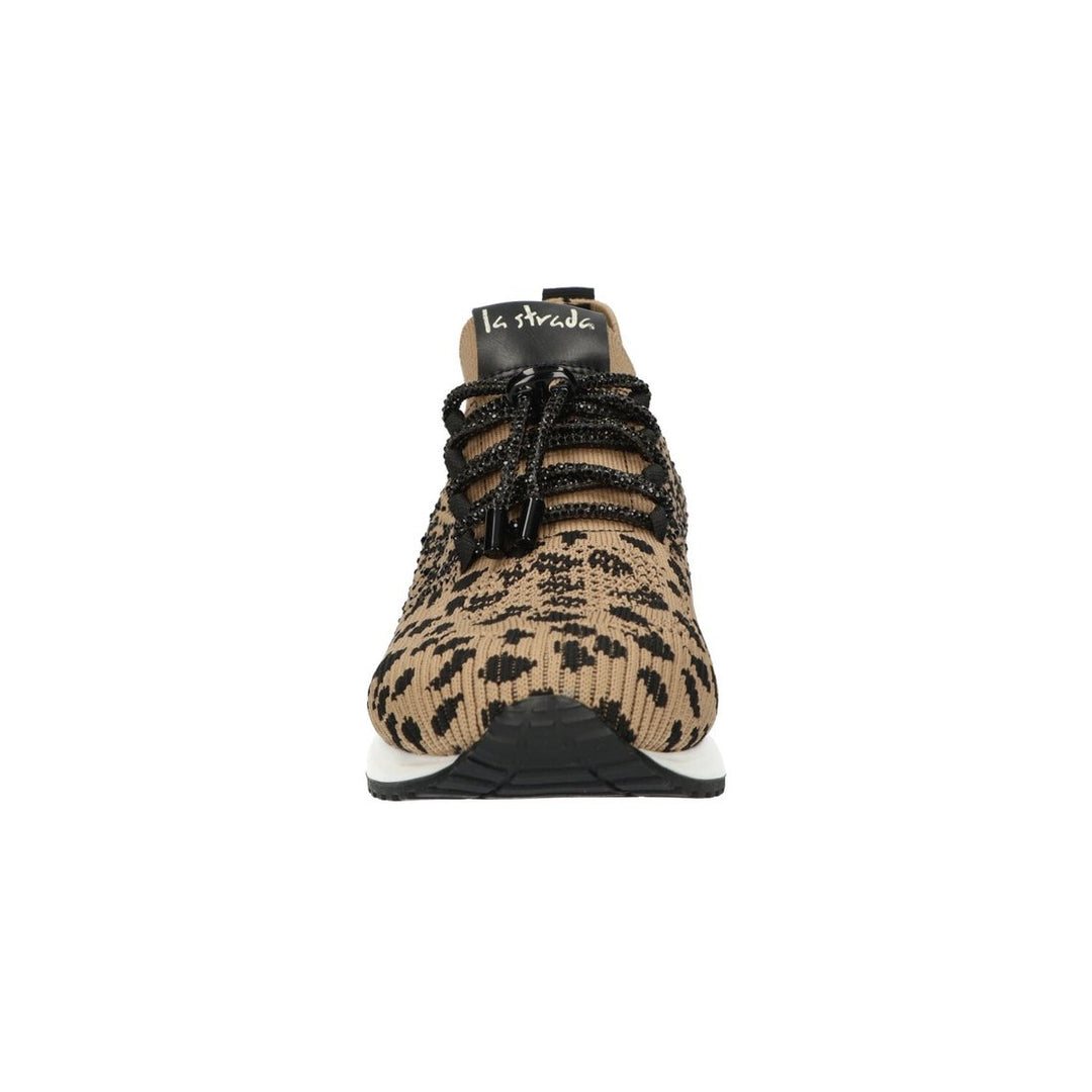 La Strada Sneakers Beige Knitted Leopard Strass