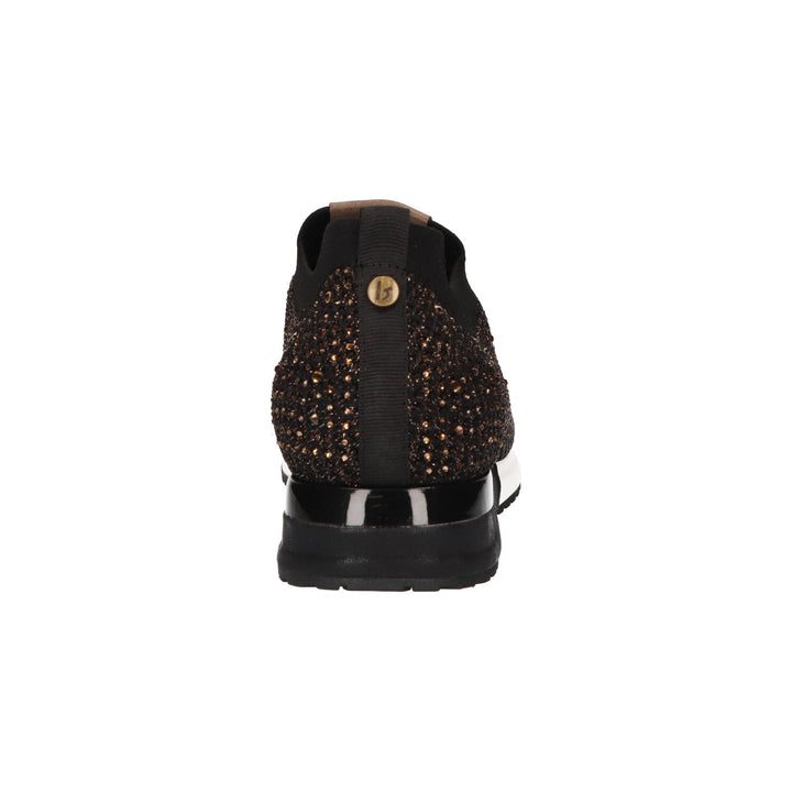 La Strada Sneakers Zwart Knitted Bronze Strass