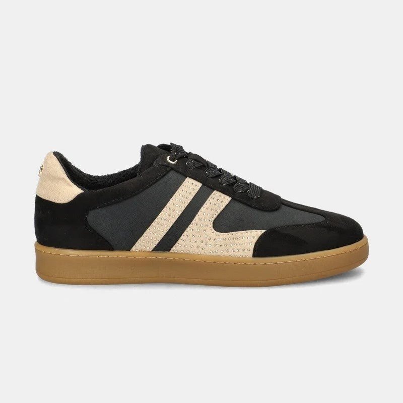 La Strada Sneakers Zwart Samba Beige Strass