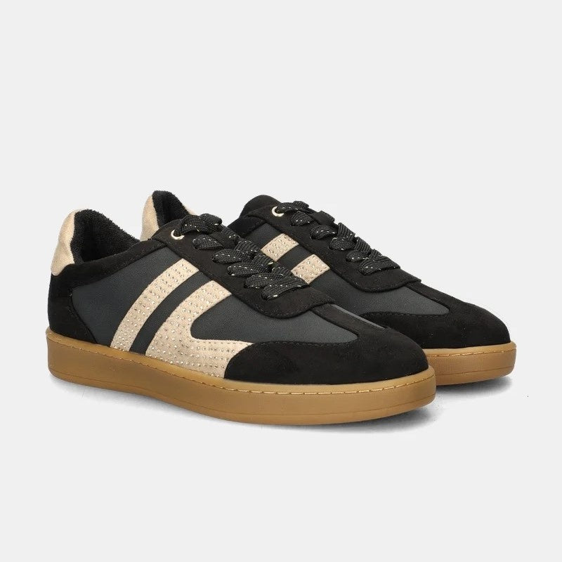 La Strada Sneakers Zwart Samba Beige Strass
